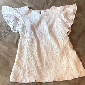 Ruffle Shoulder Lace Top